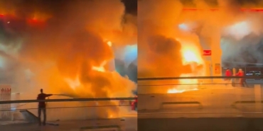 Akaryakıt İstasyonunda Otomobil Yangını Paniği!