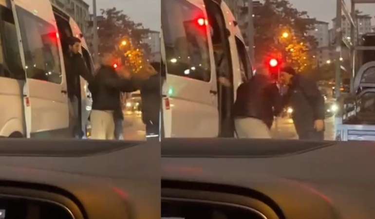 Trafikteki Kavga Kamerada: Servis Şoförü Yumrukladı!