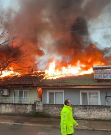 Erbaa’da Yangında Kediler Kurtarıldı, Evler Yandı!